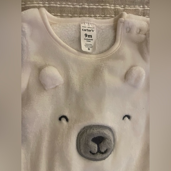 Carters polar bear fuzzy onesie- NWOT! - Picture 2 of 3